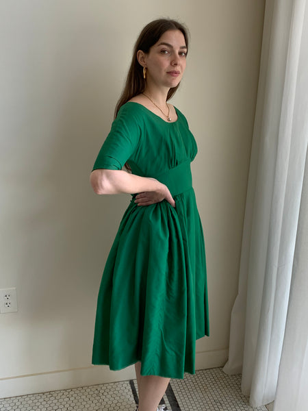 50s green taffeta dress