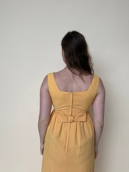 1960s yellow empire column dress