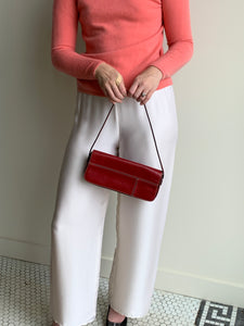 red baguette shoulder bag