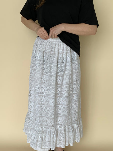 70s crochet midi skirt