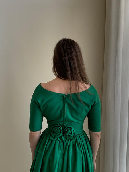 50s green taffeta dress