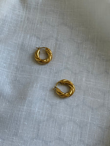 Gold chunky twist hoop earrings