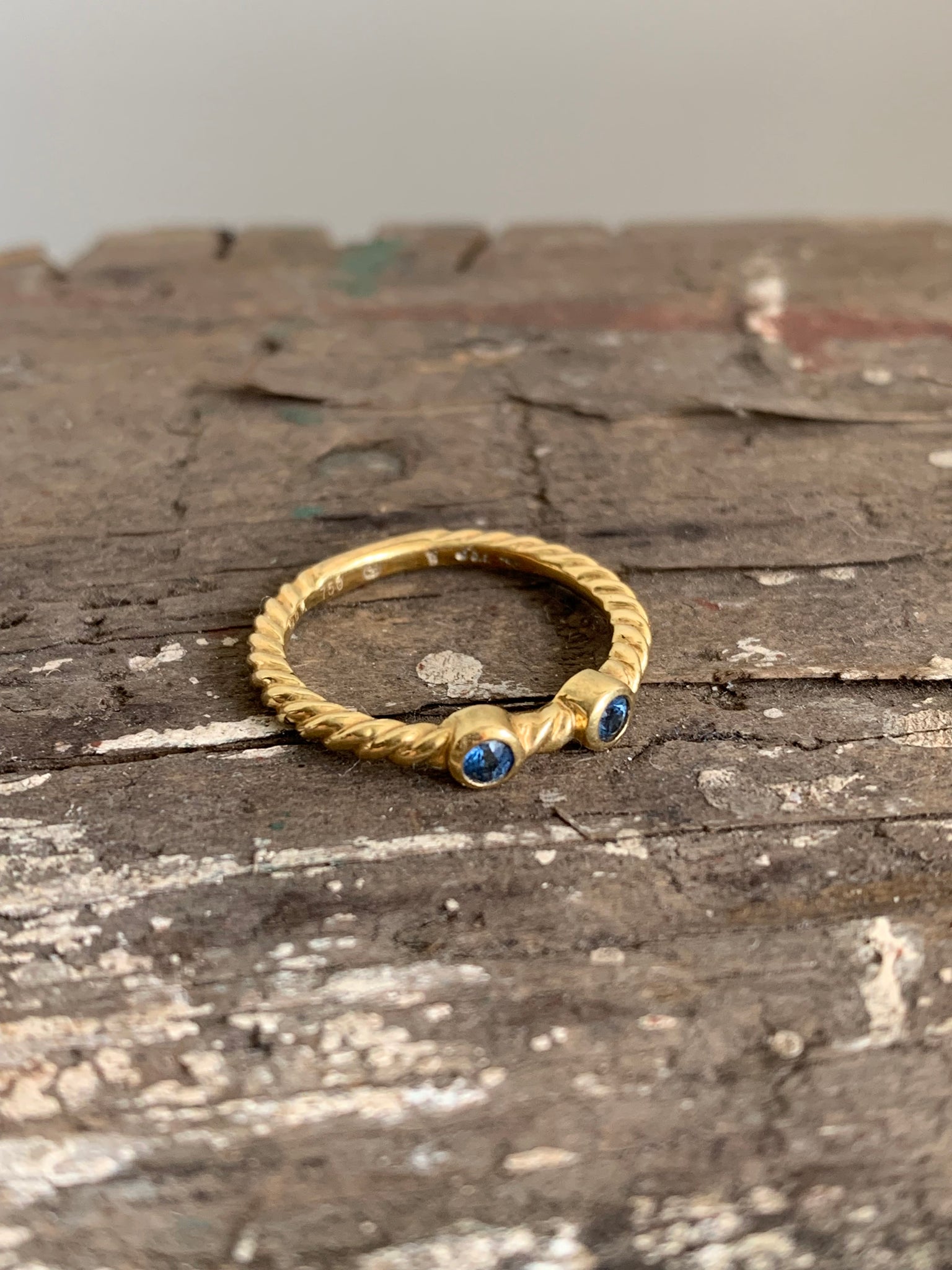 David Yurman gold stack ring with sapphires