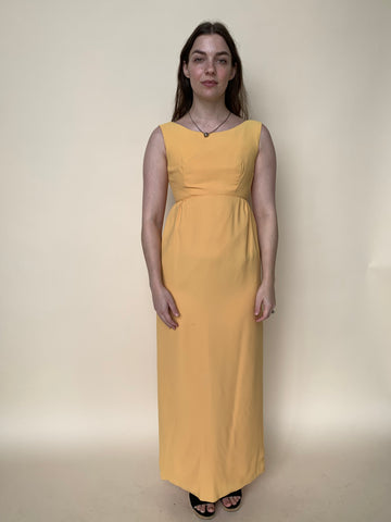 1960s yellow empire column dress