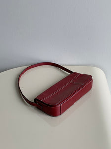 red baguette shoulder bag