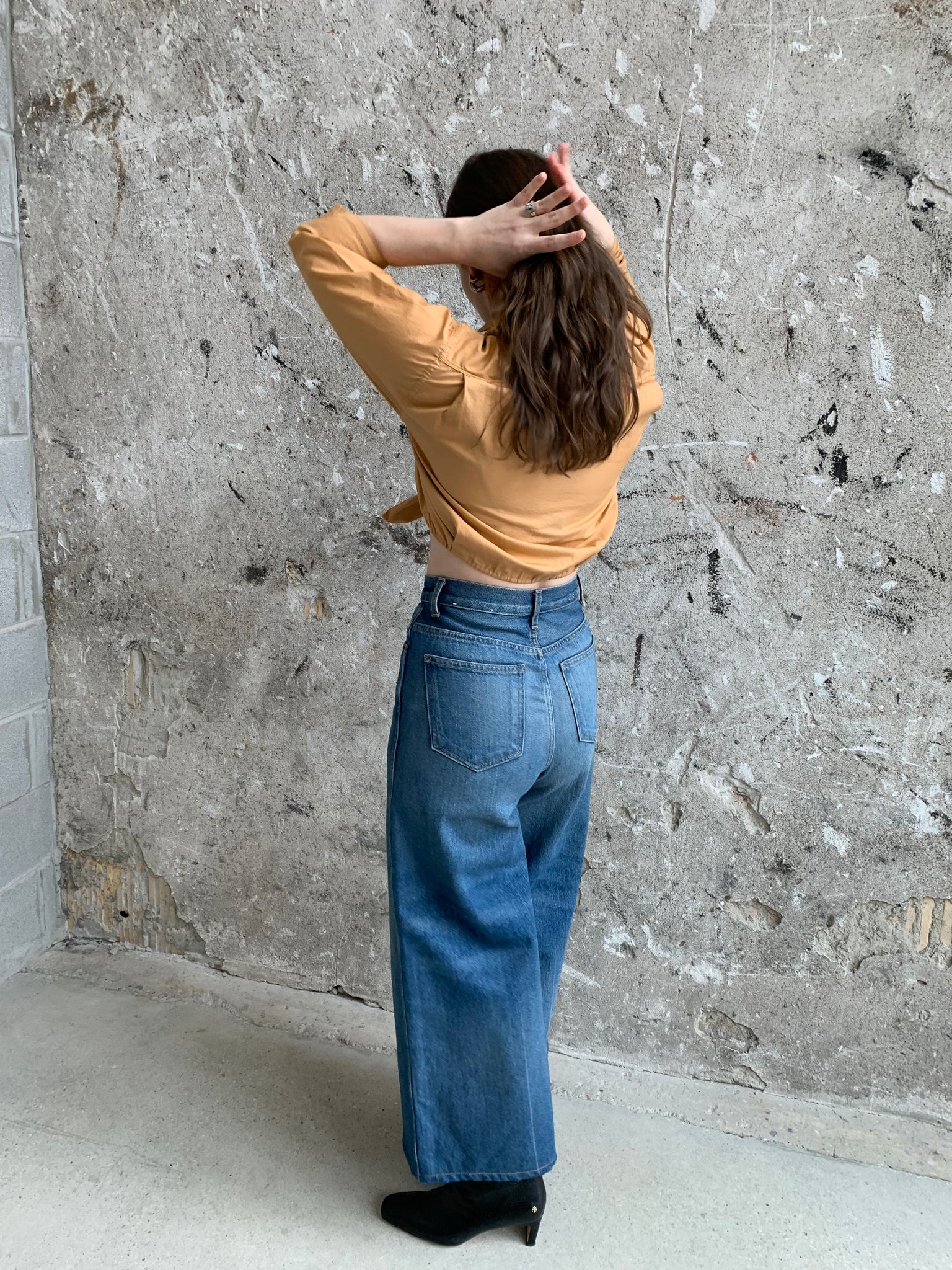 vintage crop button down shirt