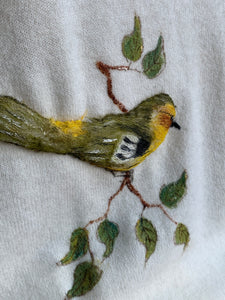 1960s hand painted bird cardigan