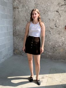 brown suede mini skirt