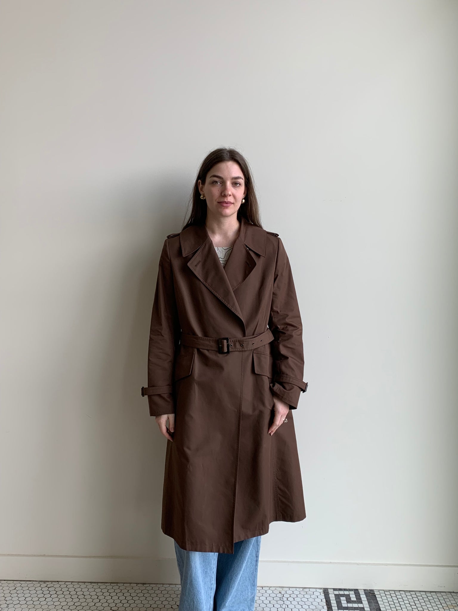 brown classic trench coat