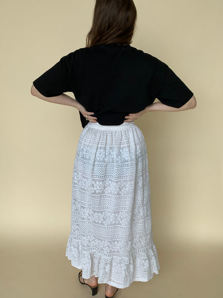 70s crochet midi skirt