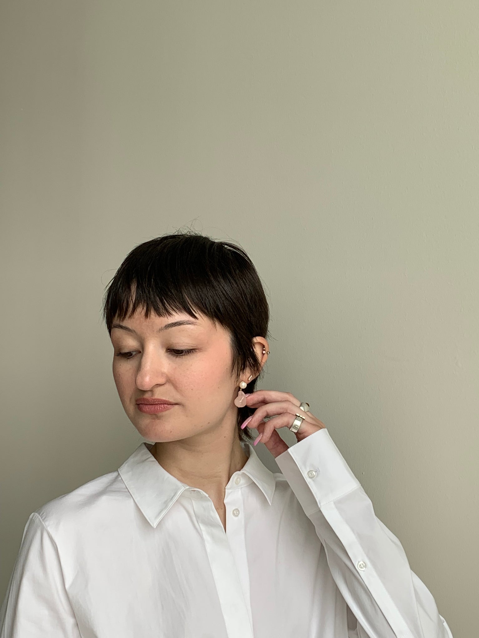 Completedworks pink pearl earrings