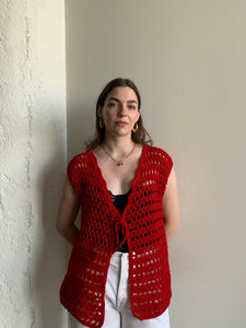 Red crochet sweater vest