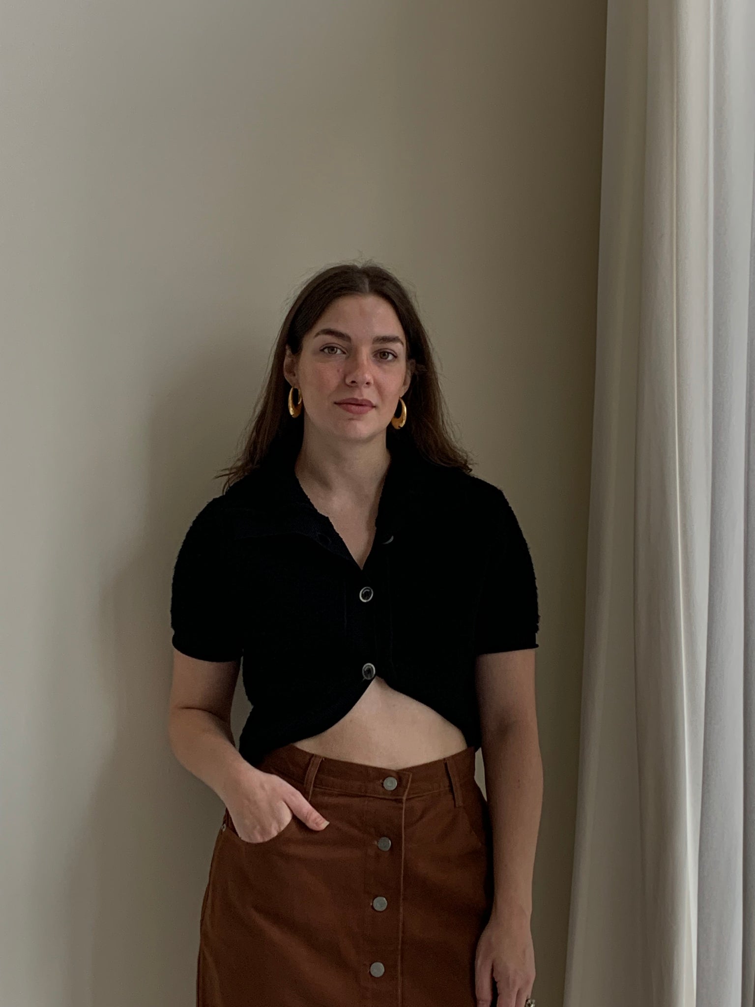 Jacquemus collared crop knit top