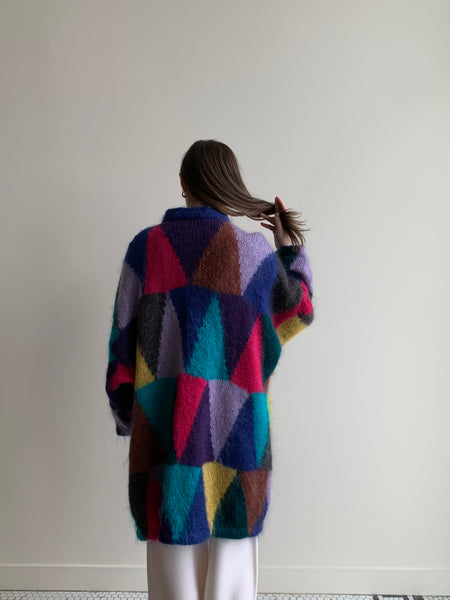 colorful fuzzy sweater coat