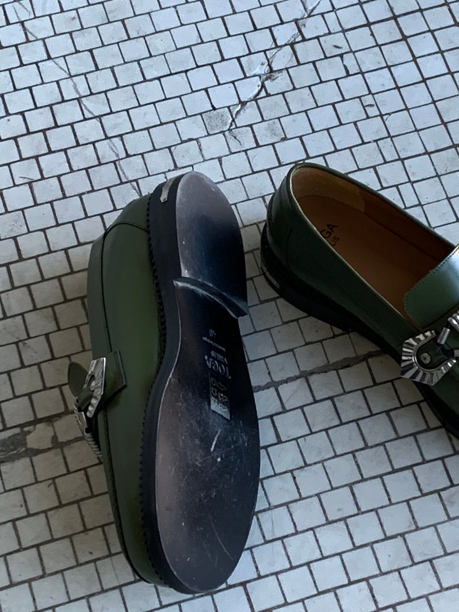 Toga Virlis olive loafers