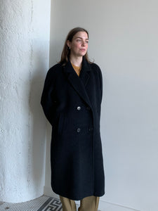 Black wool and mohair midi coat