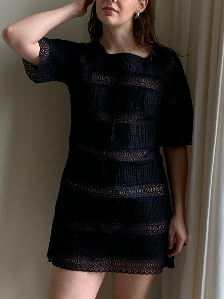 60s crochet mini dress