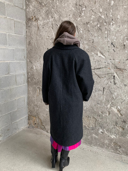 gray wool midi coat