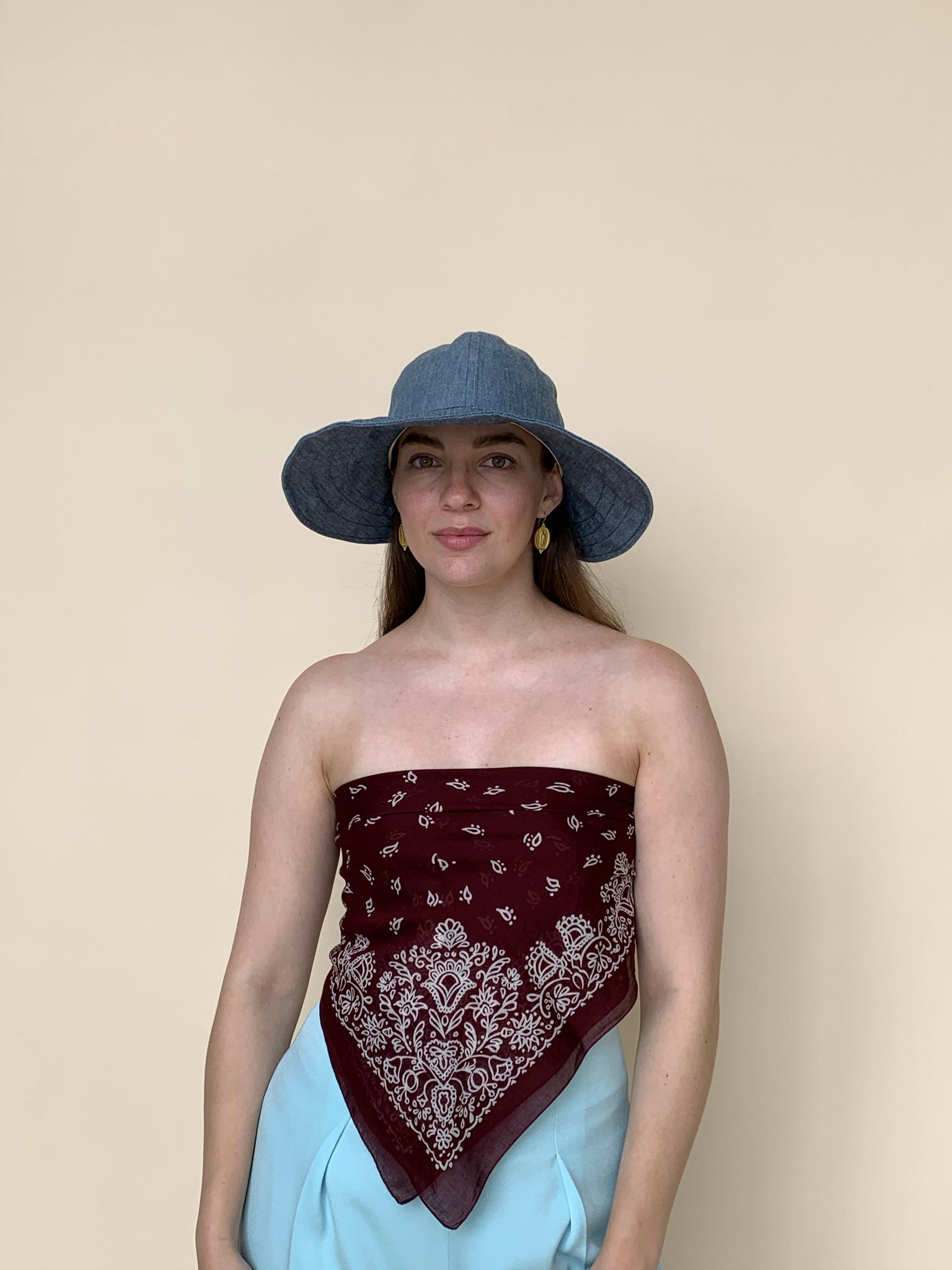 1950s chambray sun hat