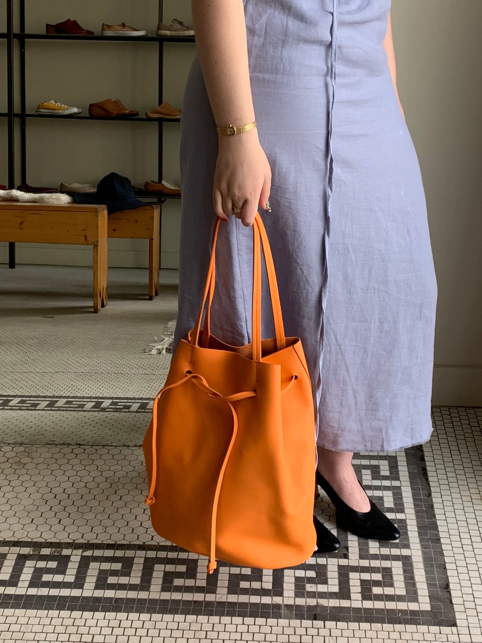 steven alan orange tote bag