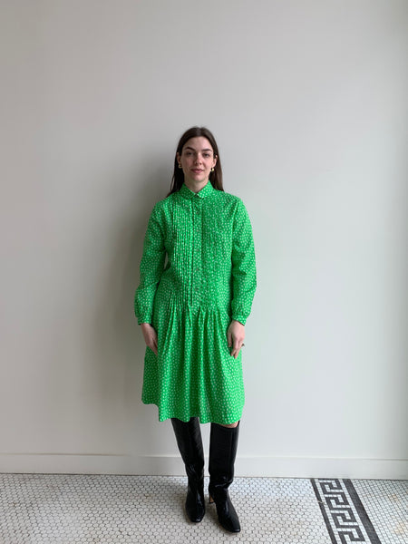 1970s green smock dress