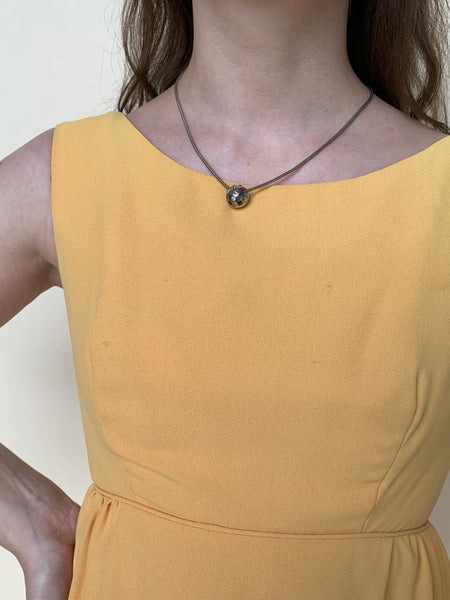 1960s yellow empire column dress