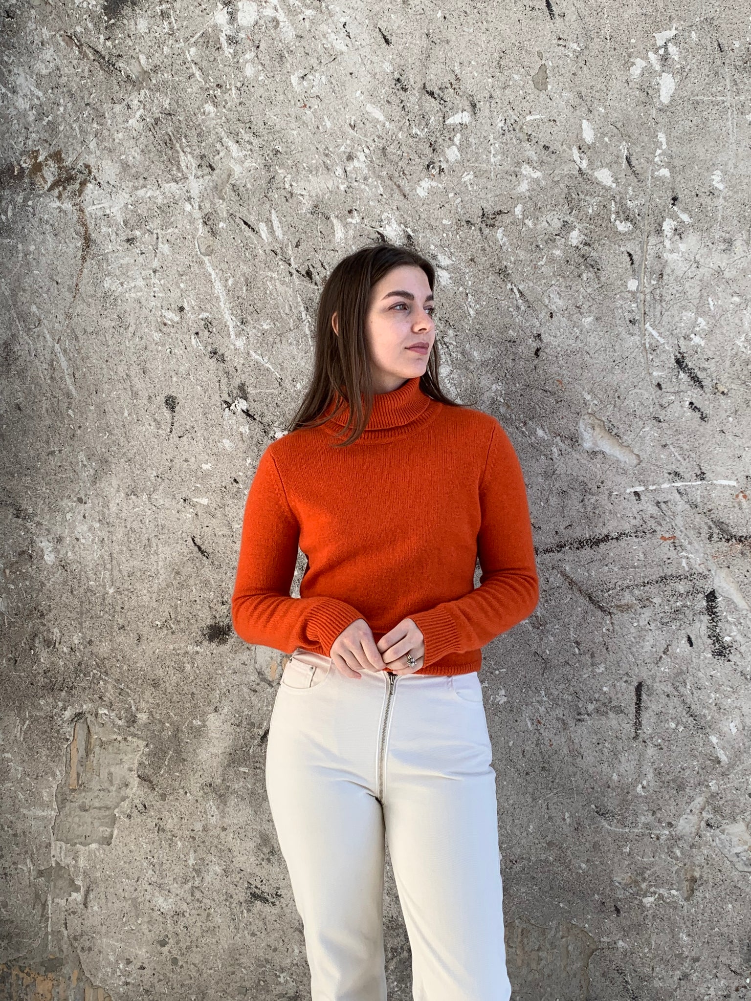 ESPRIT orange cashmere turtleneck