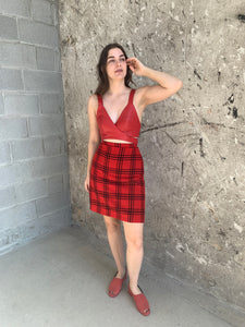 red leather bralette