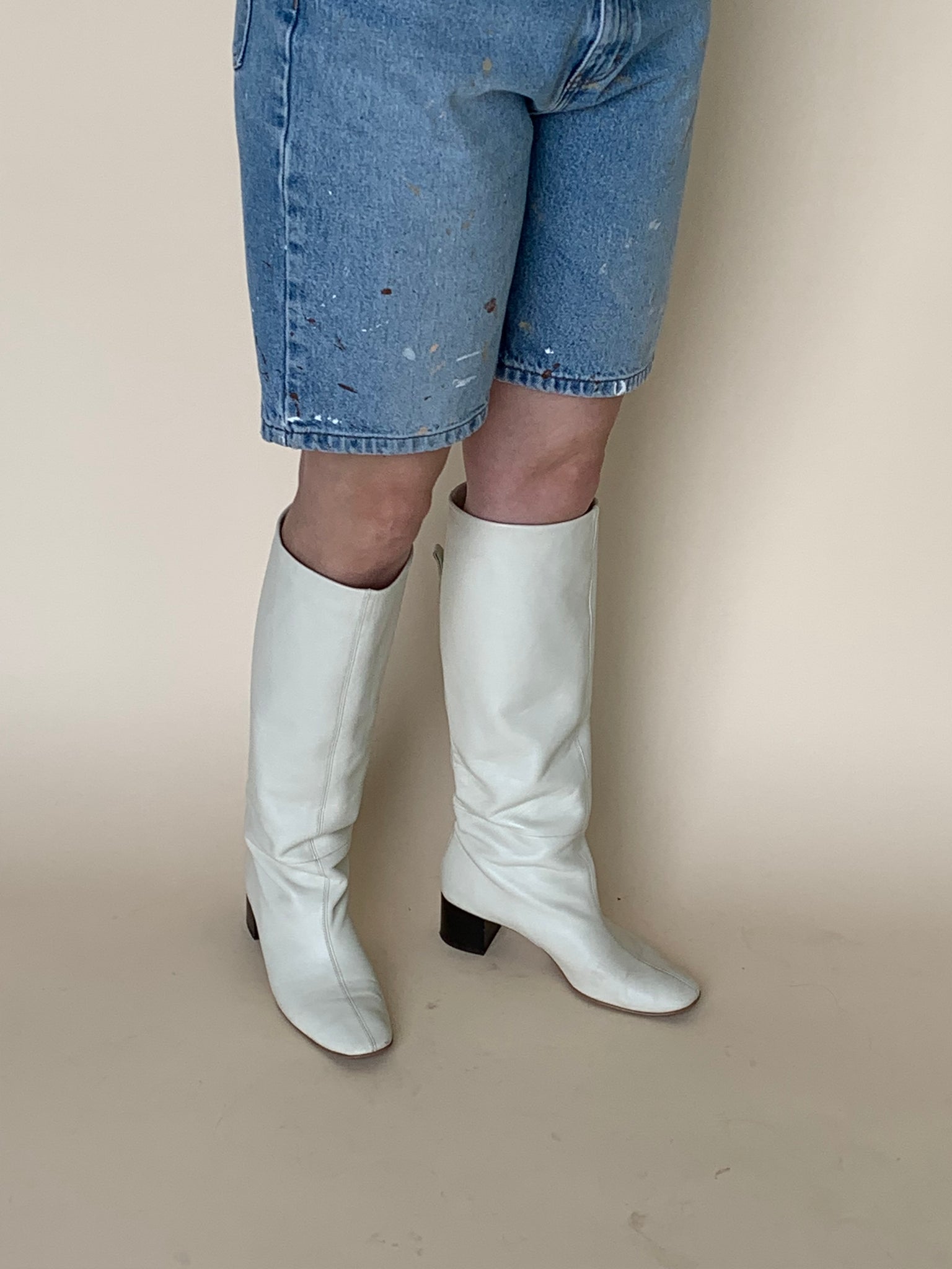 Cream tall boots