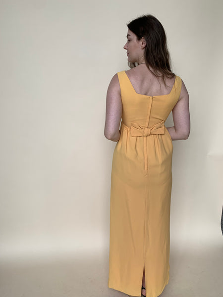 1960s yellow empire column dress