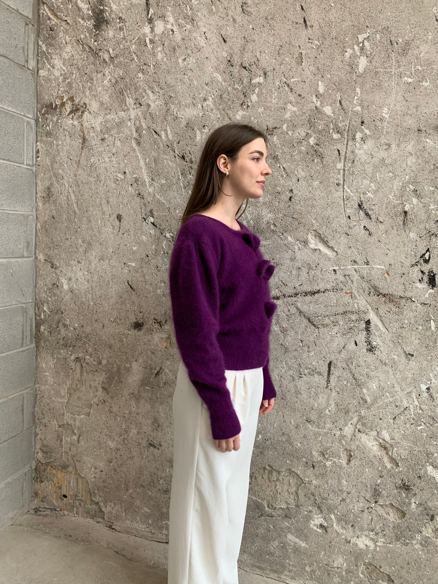 fuzzy purple sweater