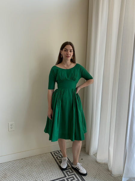 50s green taffeta dress