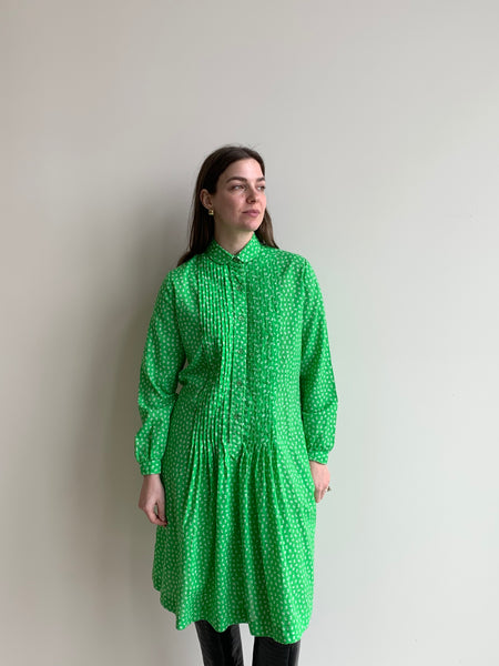 1970s green smock dress