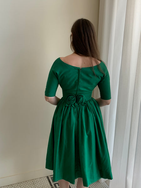 50s green taffeta dress