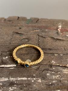 David Yurman gold stack ring with sapphires