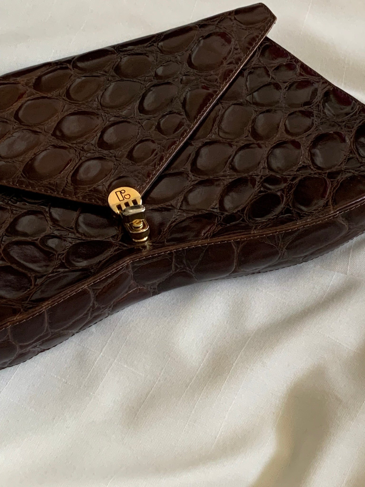 Vintage oversized croc clutch