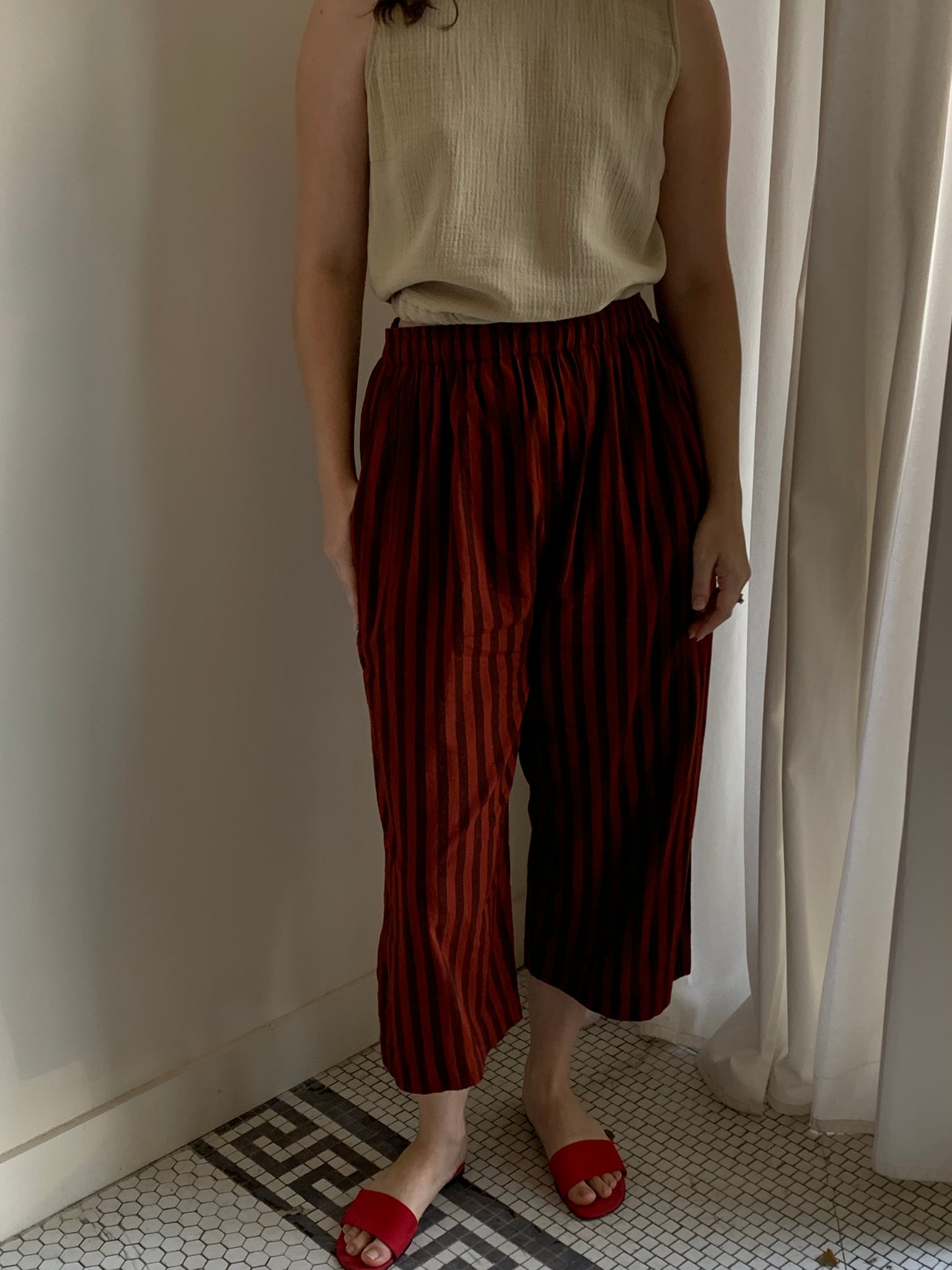 runaway bicycle striped cropped pants