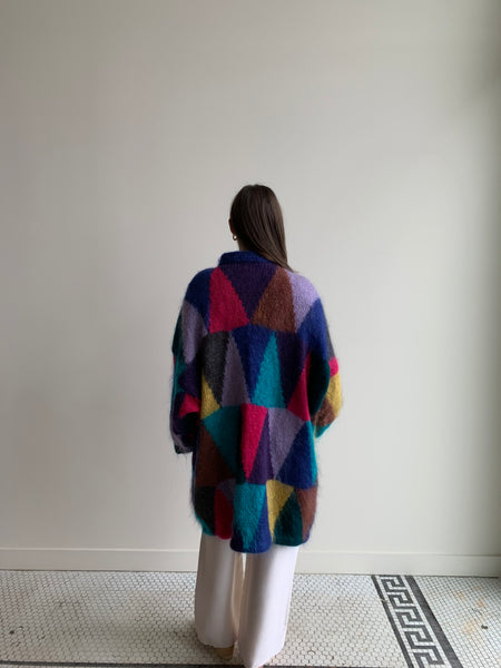 colorful fuzzy sweater coat