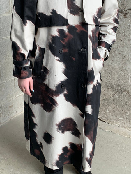 cow print trench coat