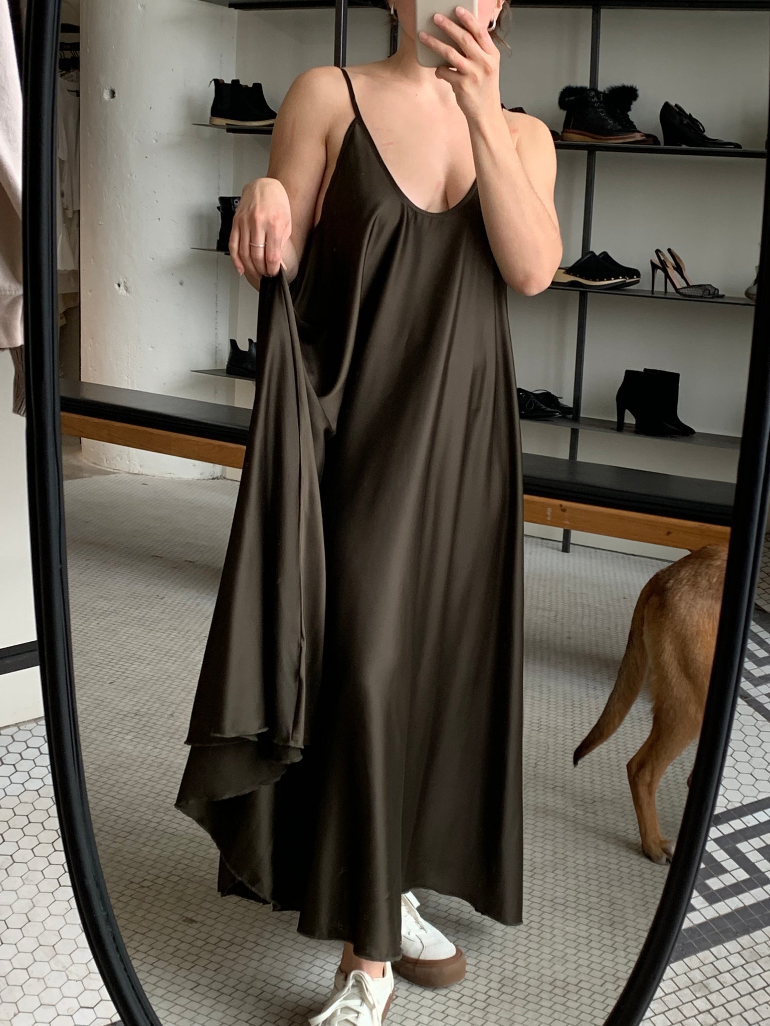 satin slip dress