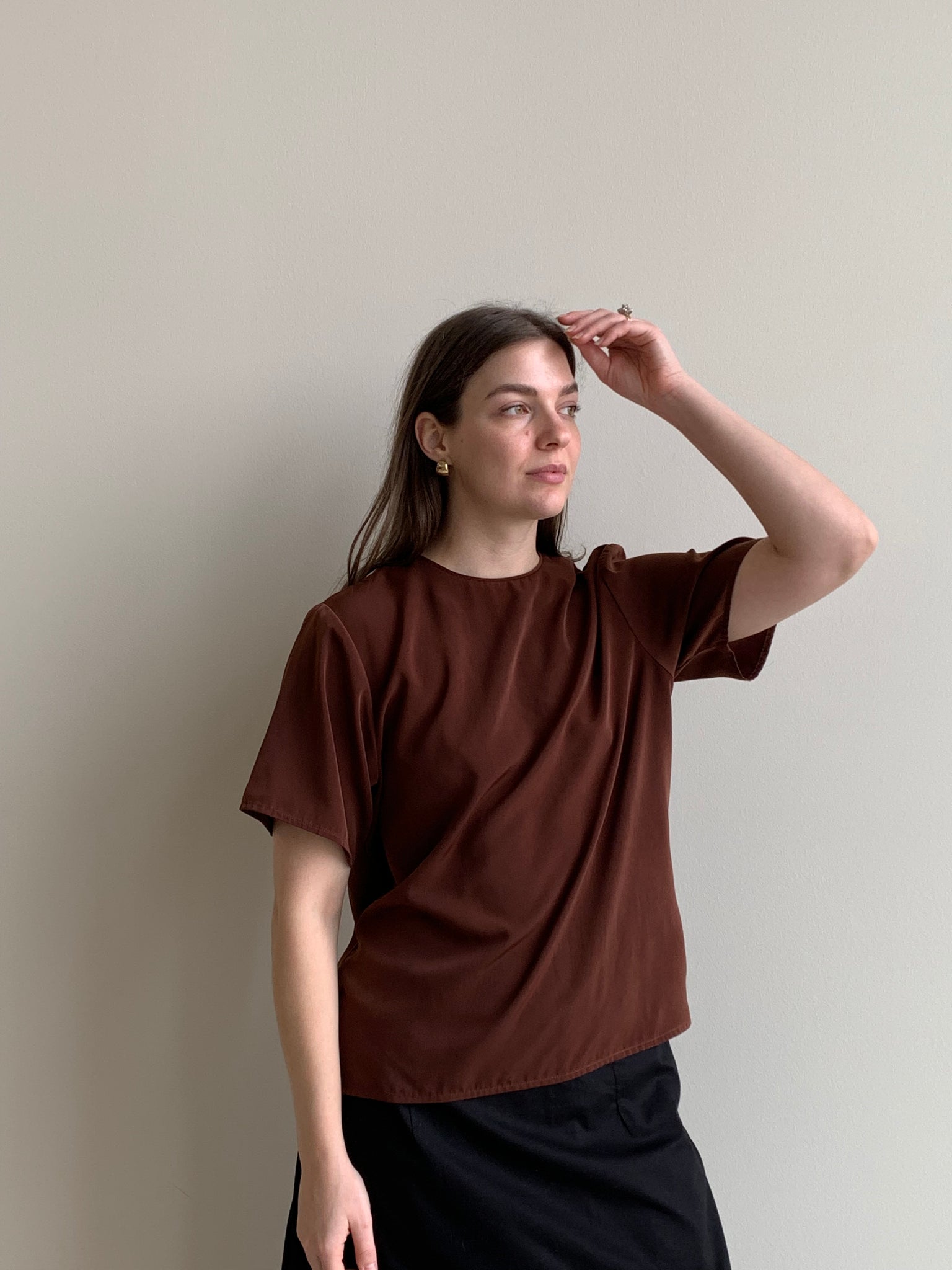 brown vintage shirt blouse