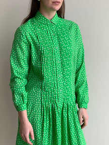 1970s green smock dress