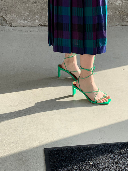 green strappy  sandals