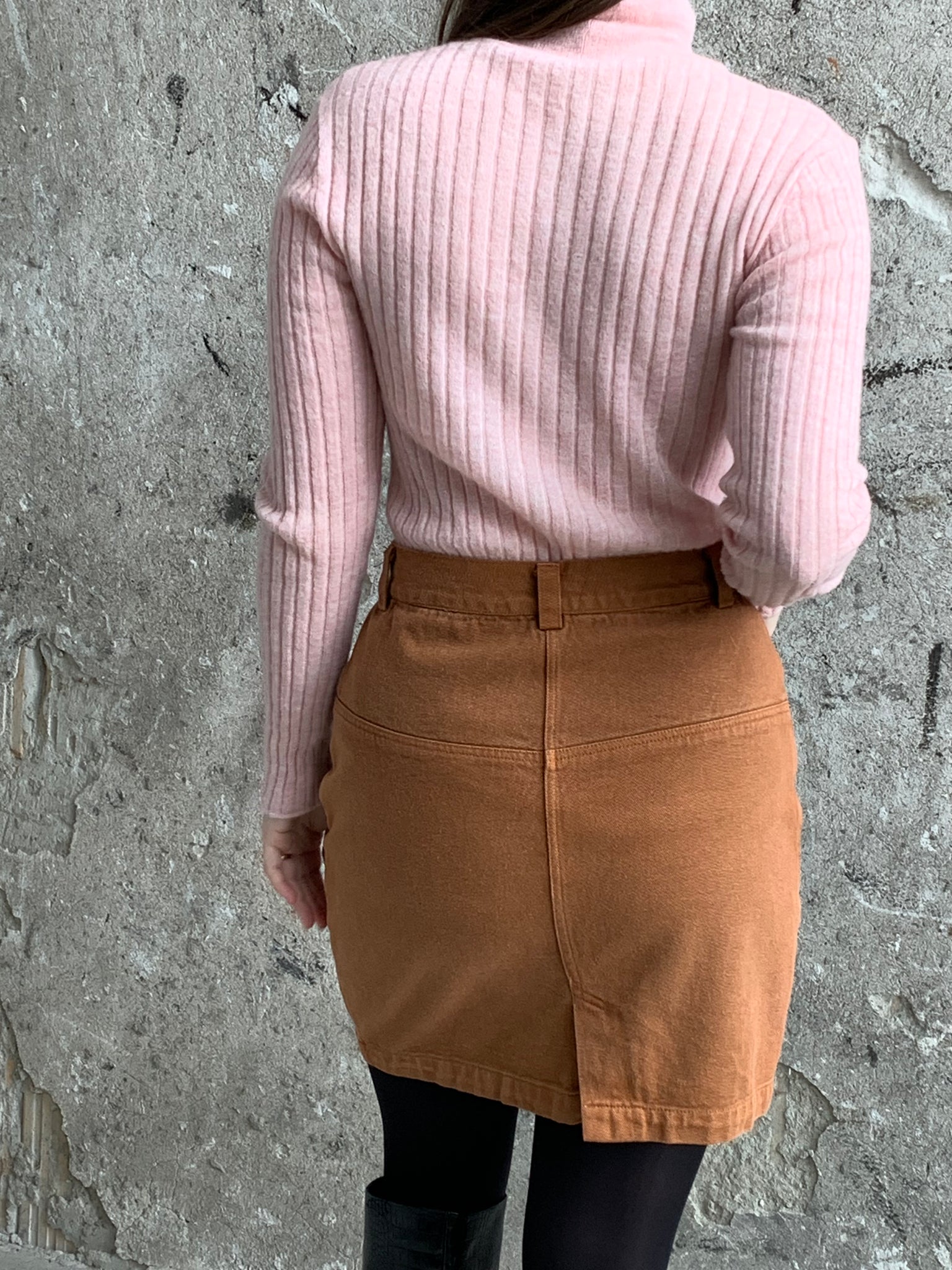 rust denim skirt