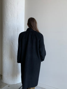 Black wool and mohair midi coat