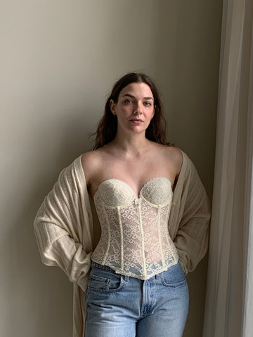 Cream lace corset top