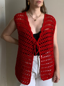 Red crochet sweater vest