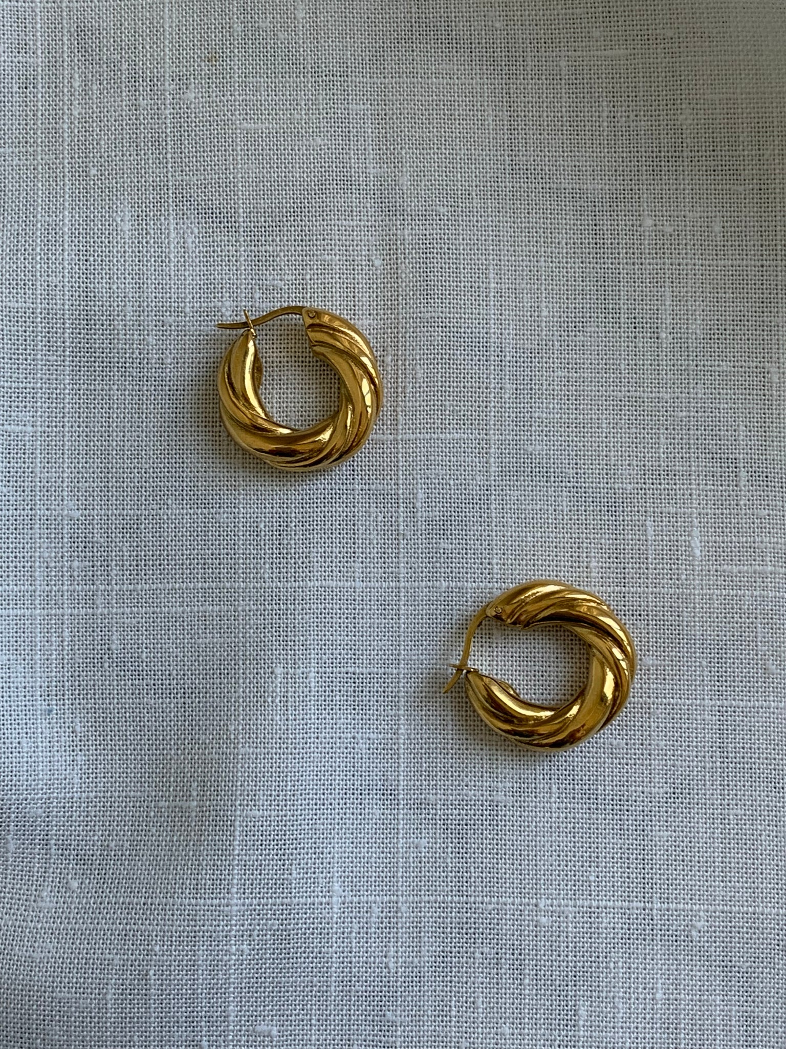 Gold chunky twist hoop earrings