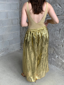 gold lame wide leg pants