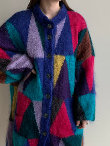 colorful fuzzy sweater coat